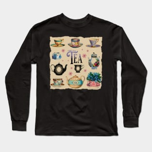 Time for Tea - Vintage Tea Illustrations Long Sleeve T-Shirt